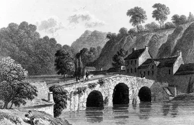 Glenmire Bridge nära Cork, graverad av E. Finden, 1832